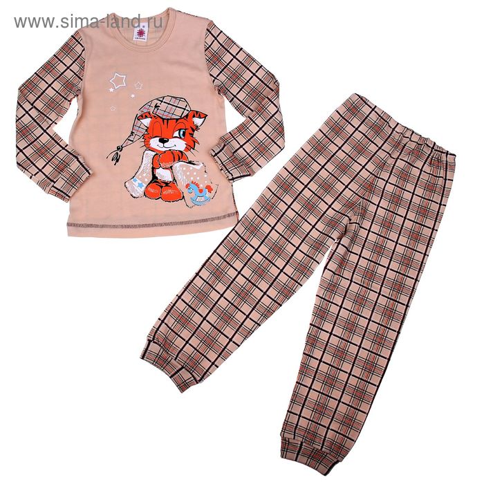 Пижама для мальчика "Спать пора" (фуфайка+брюки), рост 92-98 см (26), цвет бежевый (арт. Р218442_М) - Фото 1