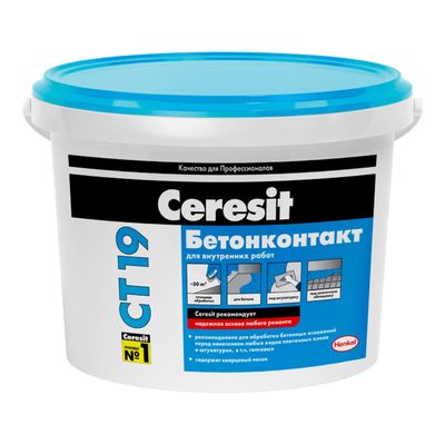 Грунтовка Бетонконтакт для внутренних работ "Церезит СТ19",15 кг (44 шт./пал)