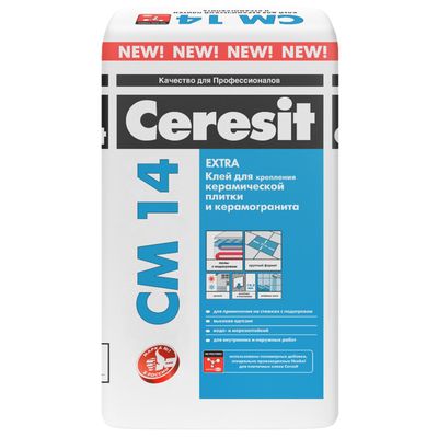 Клей для крепления плитки и керамогранита Ceresit СМ14 Extra (для внутренних и наружных работ), 25 кг