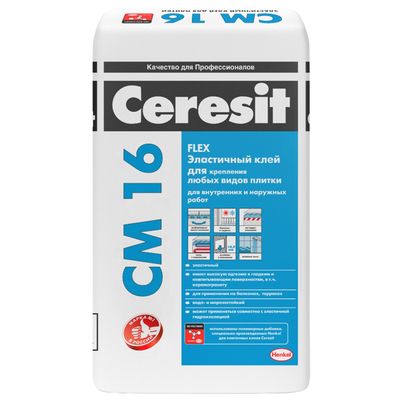Эластичный водо- и морозостойкий клей для плитки Ceresit СМ16 Флекс, 25 кг (48 шт./пал)