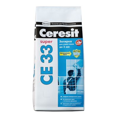 Затирка для узких швов до 5 мм Ceresit CE33 Super №43, багамы, 2 кг (9 шт/кор, 480 шт/пал)