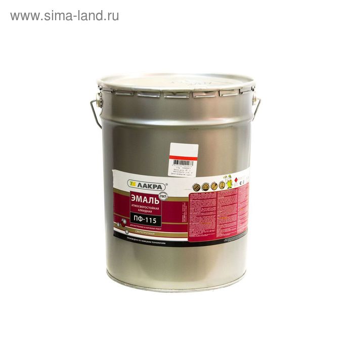 Атмосферостойкая алкидная эмаль ПФ-115 для наружных и внутренних работ, серая, 20 кг (33 шт/пал) - Фото 1