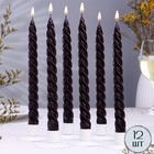 Набор свечей витых,  2,3х 24,5 см, 12 штук, черный - фото 297803522