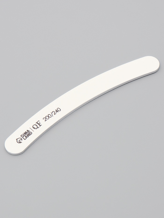 Пилка для ногтей, бумеранг, 200/240 грит, 18 см, белая