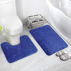 Набор ковриков для ванной и туалета Доляна «Галька, ракушки», 2 шт, 40×50, 50×80 см цвет синий - Фото 1