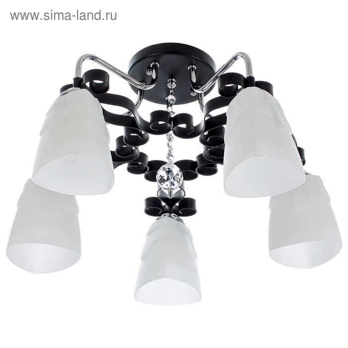 Люстра модерн ЭкономСвет «Алесса» 5 ламп 60W E27 основание хром с черным 50х50х30 см