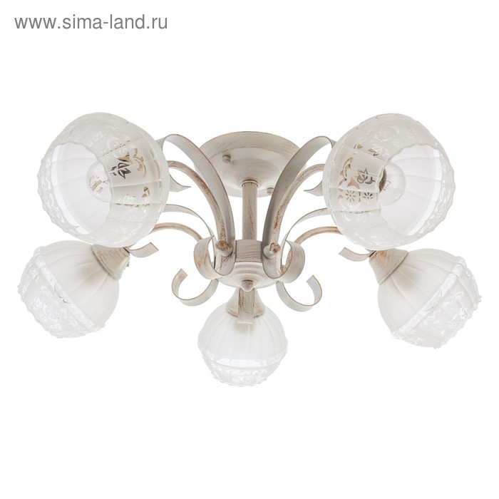 Люстра классика "Зарина" 5 ламп 60W E27 основание белый с золотом 60х60х22 см - Фото 1