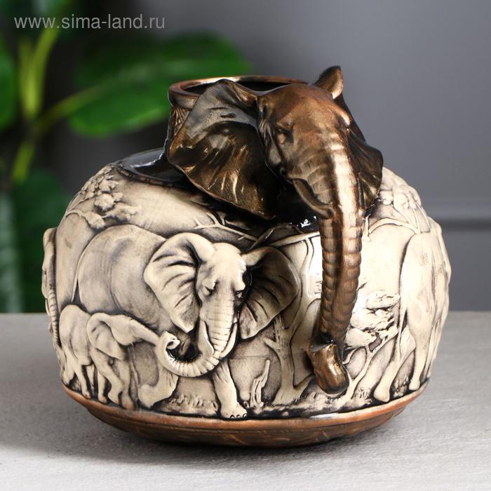 Ваза керамическая "Слон", настольная, под шамот, 23 см, микс - Фото 1