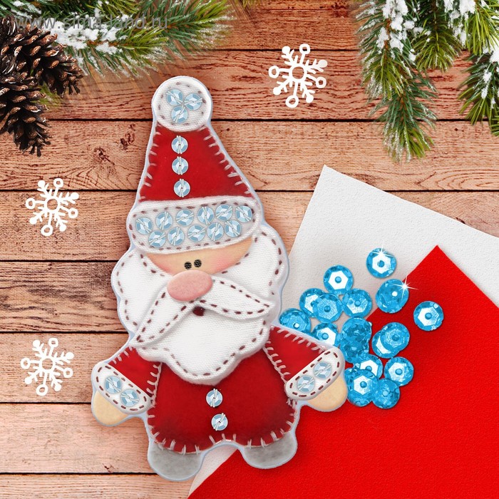 Новогодняя ёлочная игрушка из фетра «Дед Мороз» - Фото 1