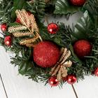 Венок новогодний d=20 см «Зимнее волшебство», с красными шариками - Фото 2