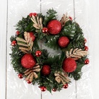 Венок новогодний d=20 см «Зимнее волшебство», с красными шариками - Фото 4