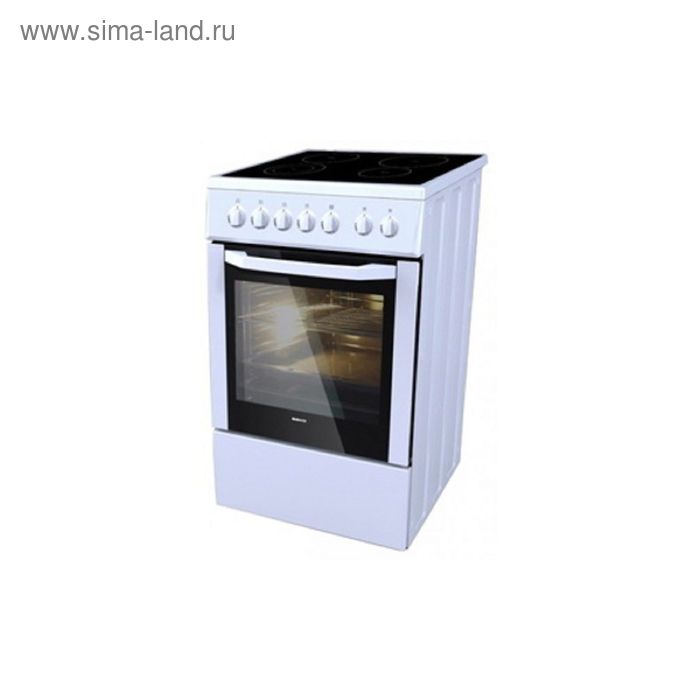 Плита Beko CSE57101GW, электрическая, 4 конфорки, 55 л, стеклокерамика, гриль, белая - Фото 1