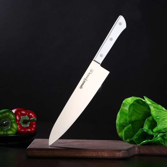 Нож кухонный Samura HARAKIRI, шеф, лезвие 20,8 см, белая рукоять