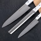 Набор кухонных ножей HаRаKIRI, 3 шт: лезвие 15 см, 18,5 см, 20,8 см, белая рукоять, сталь аUS-8 - Фото 2