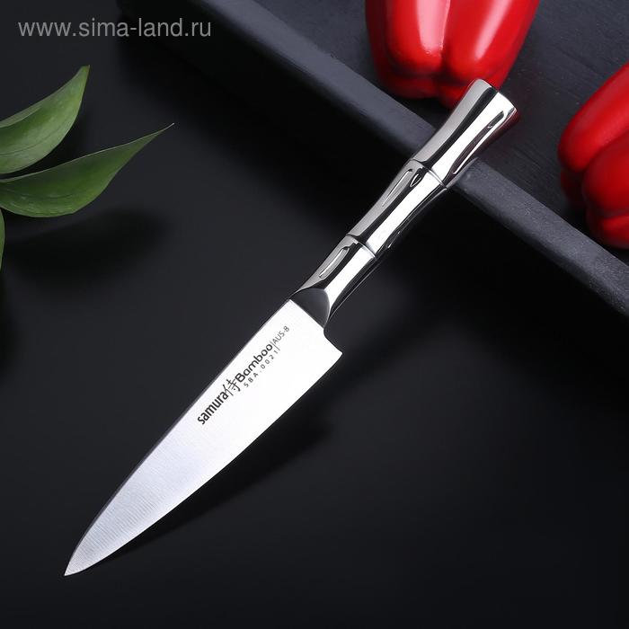 Нож кухонный Samura BAMBOO, универсальный, лезвие 12,5 см, стальная рукоять - Фото 1