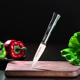 Нож кухонный Samura BAMBOO, для овощей, лезвие 8 см, стальная рукоять