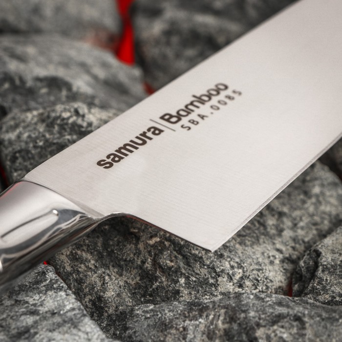 Нож кухонный Samura BAMBOO, шеф, лезвие 20 см, стальная рукоять - фото 1927282954