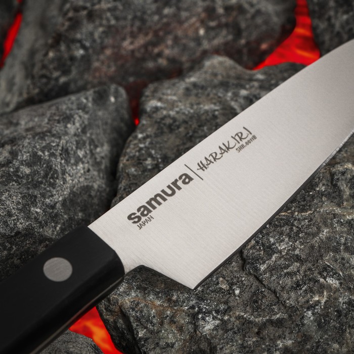 Нож кухонный Samura HARAKIRI, для овощей, лезвие 10 см, чёрная рукоять - фото 1927282960