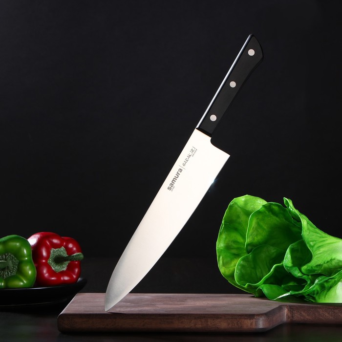 Нож кухонный Samura HARAKIRI, шеф, лезвие 20,8 см, чёрная рукоять - Фото 1