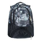 Рюкзак школьный на молнии "Голубые звёзды", 2 отдела, 1 наружный карман, отдел для обуви, чёрный - Фото 1