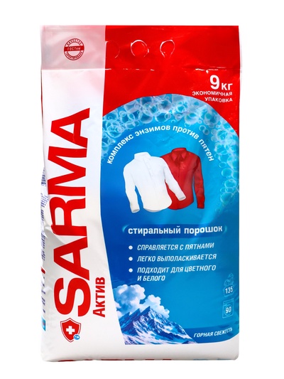 Стиральный порошок Sarma Active «Горная свежесть», универсальный, 9 кг