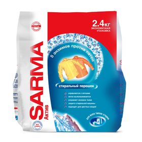 Стиральный порошок Sarma Active "Горная свежесть", универсальный, 2.4 кг