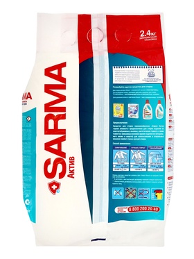 Стиральный порошок Sarma Active "Горная свежесть", универсальный, 2.4 кг