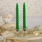 Набор свечей витых, 2,3х 24,5 см, 2 штуки, зелёный - Фото 1