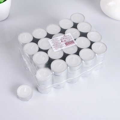 Набор свечей чайных, 3.8×1.6 см, 3.5 ч, 12 г, 100 шт., белый