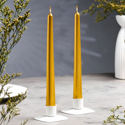 Набор свечей античных, 2.3×24.5 см, 5 ч, 55 г, 2 шт., золотой