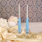 Набор свечей античных, 2,3х 24,5 см,  2 штуки, серебристо-голубой - Фото 1