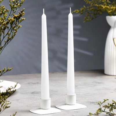 Набор свечей античных, 2.3×24.5 см, 5 ч, 55 г, 2 шт., белый