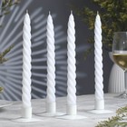 Набор свечей витых, 2,3х 24,5 см, 5 ч, 50 г, 4 штуки, белый - фото 8482199