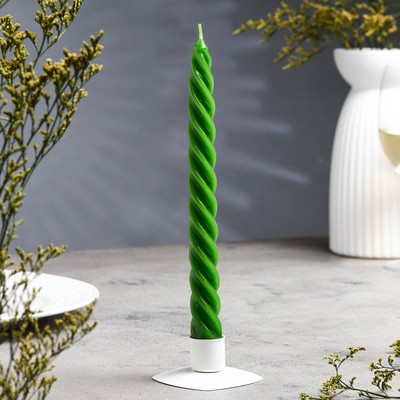 Свеча витая, 2.3×24.5 см, 5 ч, 50 г, тёмно-зелёная
