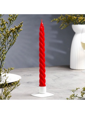 Свеча витая, 2.3?24.5 см, 5 ч, 50 г, красная (комплект 2 шт)