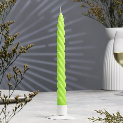 Свеча витая, 2.3×24.5 см, 5 ч, 50 г, зелёная