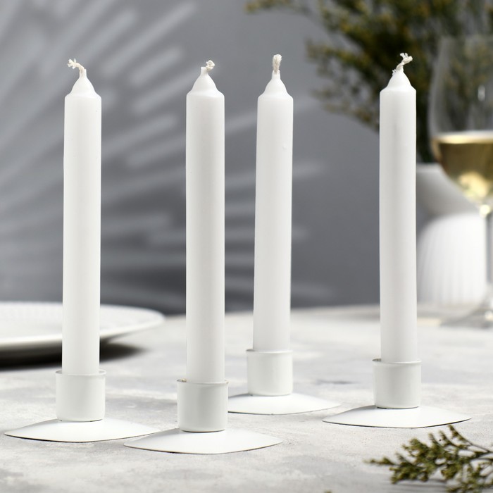 Набор свечей столовых, 17,5 х 1,8 см, 40 г, 5 ч, 4 штуки, белый - Фото 1