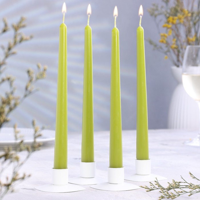 Набор свечей античных, 2,3х 24,5 см, 4 штуки оливковый - Фото 1