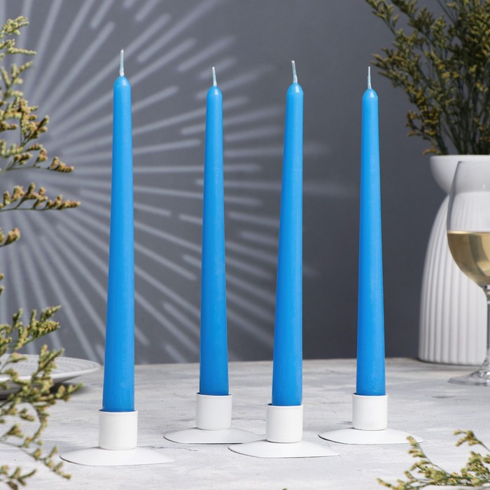 Набор свечей античных, 2,3х 24,5 см, 4 штуки синий - Фото 1