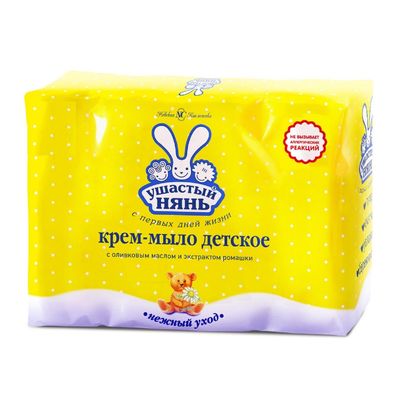 Детское крем-мыло Ушастый нянь, с оливковым маслом и ромашкой, 4×100 г