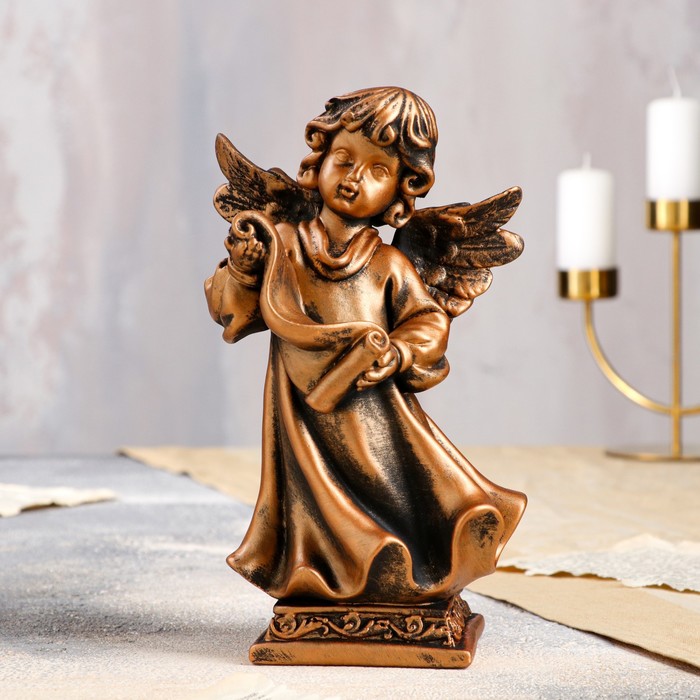 Статуэтка "Ангел с пергаментом" бронзовый цвет, 23 см - Фото 1