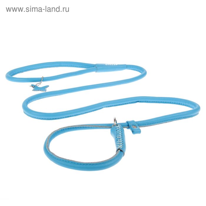 Поводок-удавка CoLLaR Glomour, 1.35 м х 1 см, синий - Фото 1