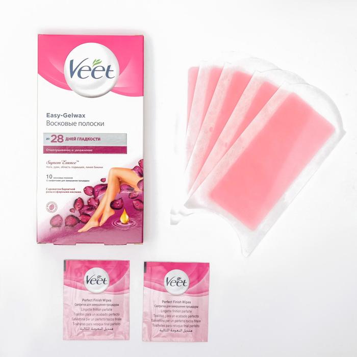 Восковые полоски Veet с ароматом бархатной розы и эфирными маслами, 10 шт - Фото 1