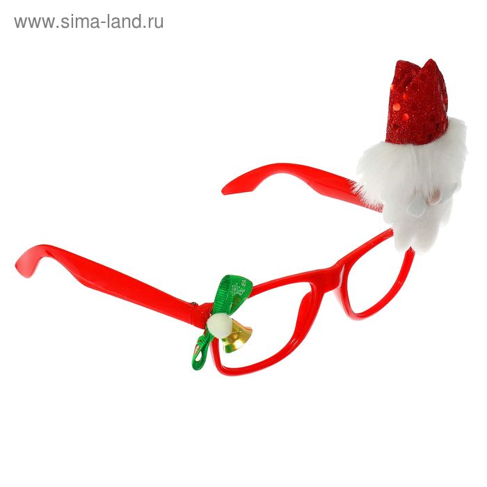 Карнавальные очки "Дед Мороз" с бантиком - Фото 1