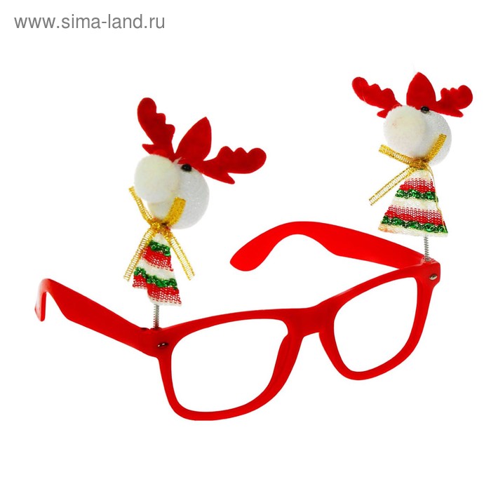 Карнавальные очки "Дед Мороз" с оленями и бородой - Фото 1