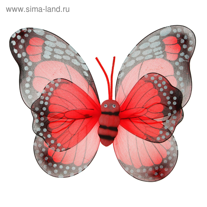 Карнавальные крылья «Бабочка», для детей, цвет красный - Фото 1