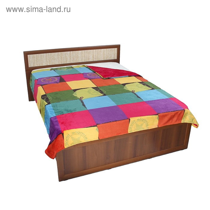 Плед "Этель Рэйнбоу" Клетка 2 сп 180*200 см, 100 п/э, корал-флис, 320 г/м2 - Фото 1