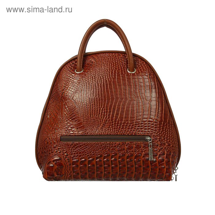 Сумка-рюкзак на молнии, 1 отдел, 1 наружный карман, коричневый крокодил - Фото 1