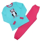 Пижама для девочки, рост 134 см (68), цвет бирюзовый/розовый (арт. CAJ 5258_Д) - Фото 1