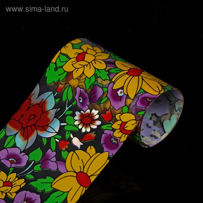 Переводная фольга для дизайна ногтей "Цветочная поляна", 4х50см - Фото 1